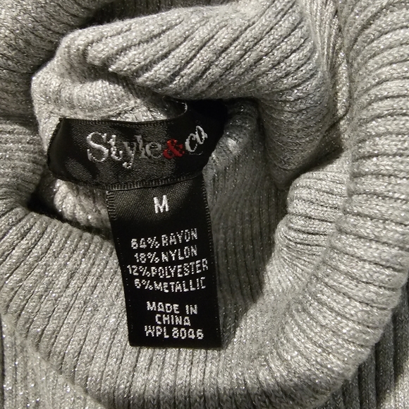 Style&Co metallic silver turtle neck - Picture 3 of 3